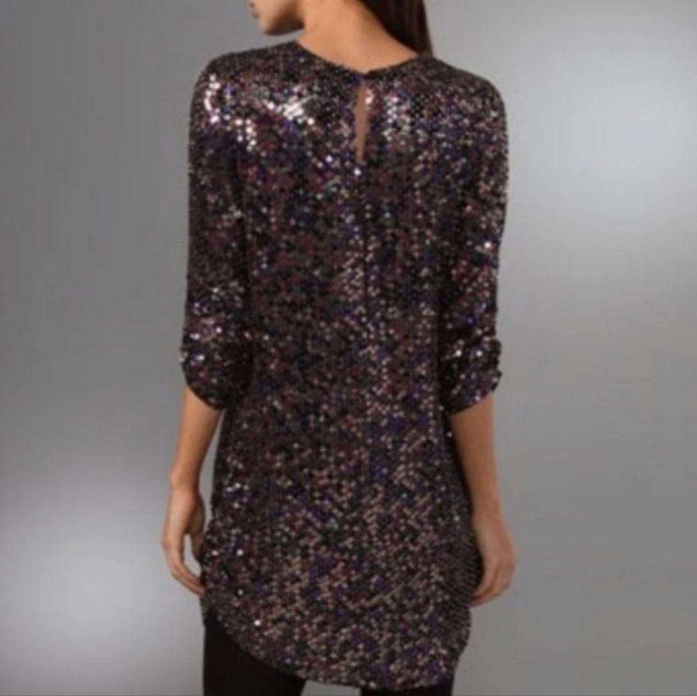 Parker NY Sequin Black Copper Dress Silk Evening Special Occasion - Picture 15 of 16